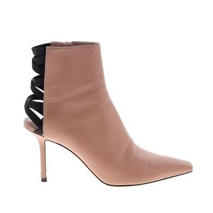 Jimmy Choo Leather Cutout Ankle Booties Nude Blush Black Heels 37.5 levin 85